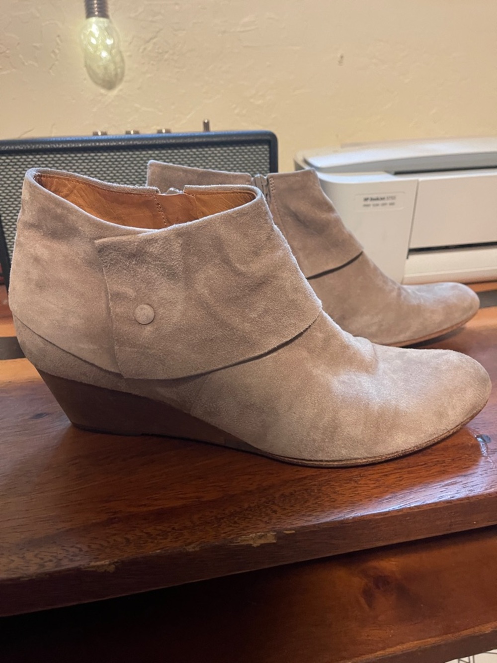 Coclico Women's Taupe Suede Wedge Ankle Boot size 40